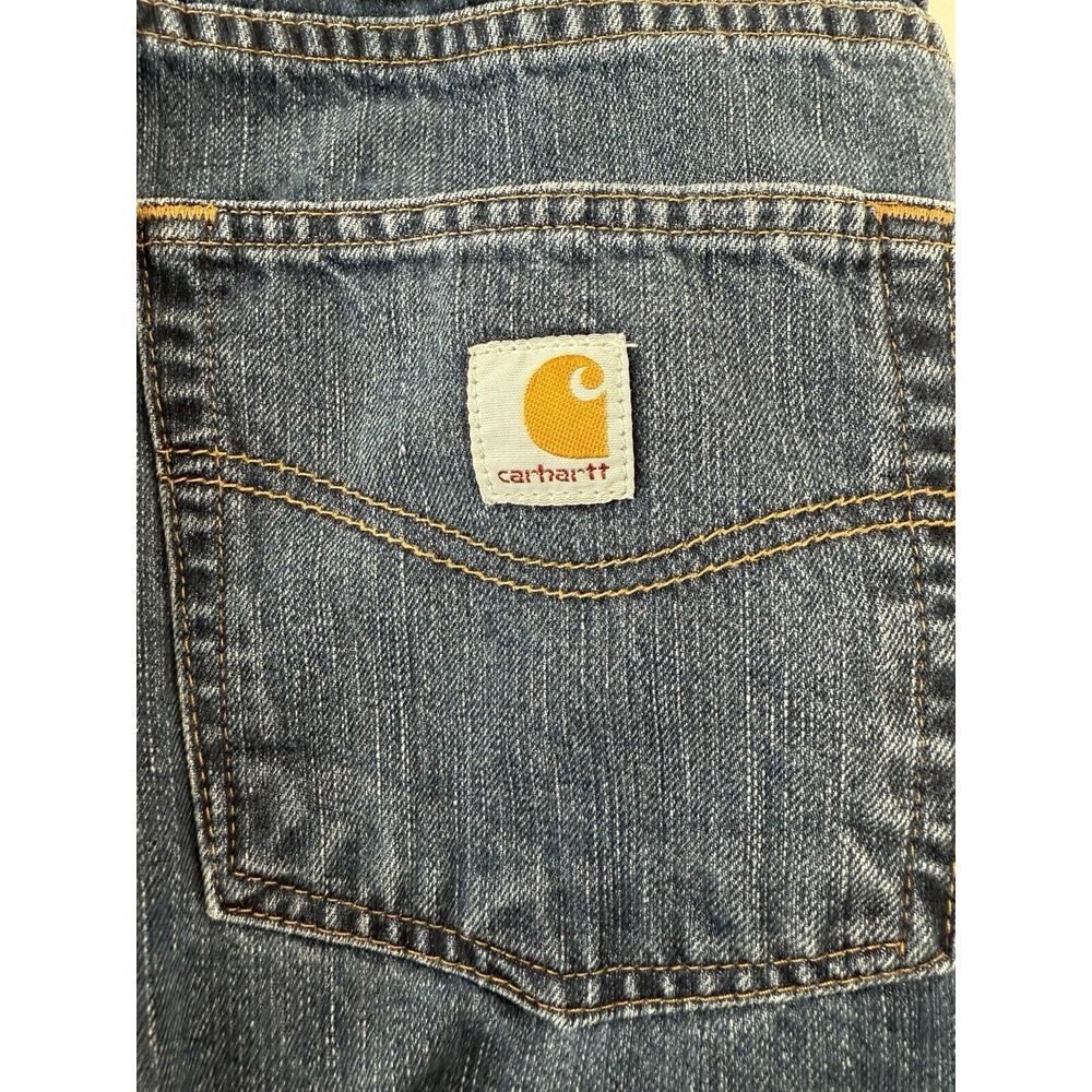 Carhartt‎ Jeans Men's 44x32 Relaxed Straight Let Blue Denim Workwear Logo - Picture 8 of 9